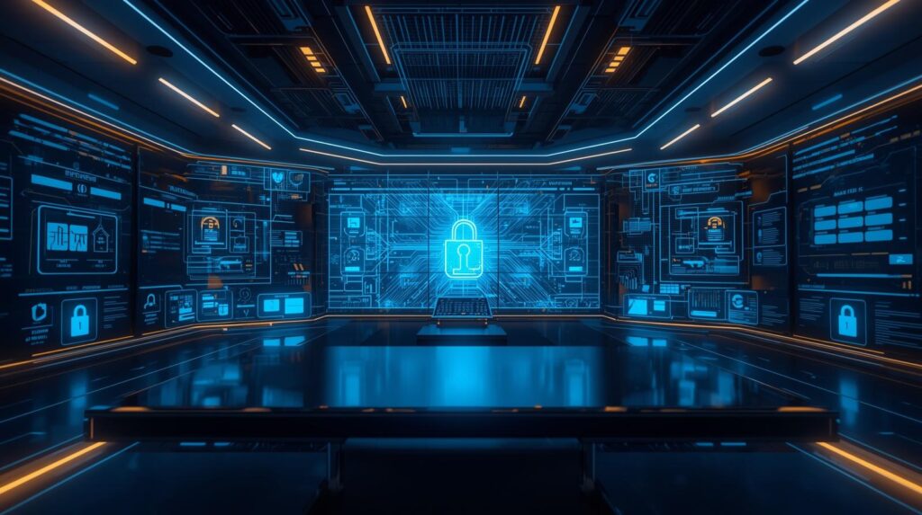 AI-powered cybersecurity systems securing enterprise business data